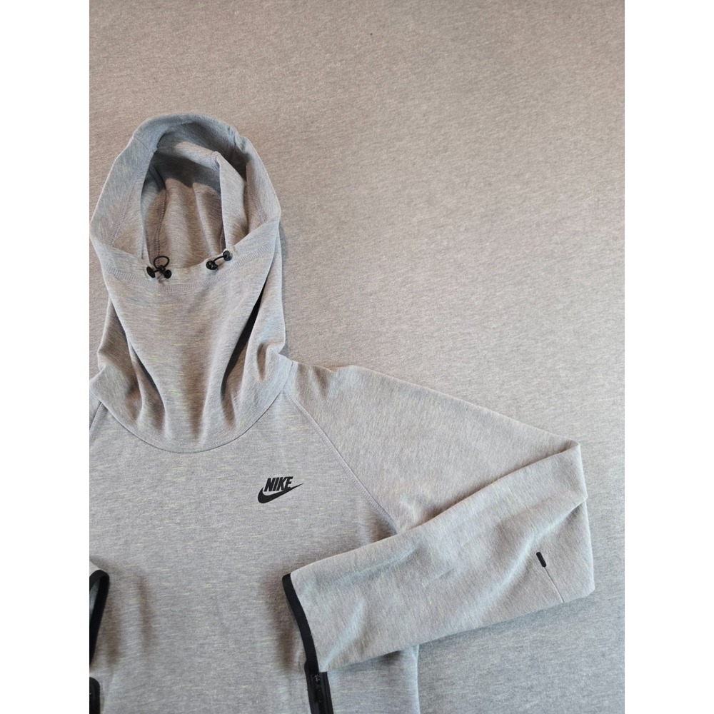 Nike Tech Hoodie Womens Small Grey Heathered Fleece Funnel Sweatshirt 642663 - Picture 4 of 11